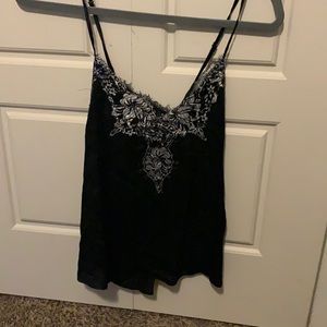 CAMI NYC black and silver lace camisole